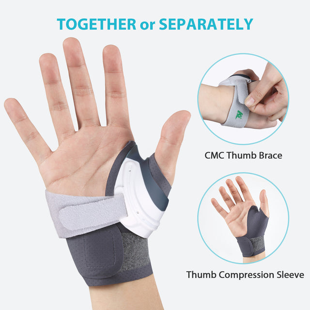 KD CMC Thumb Brace Elite - Enhanced Comfortable Support for Arthritis & Joint Pain Relief - Grey