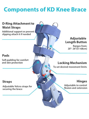 Hinged Knee Brace Lite Post-Op ROM Knee Support for ACL, MCL, PCL & Arthritis | KD Brace
